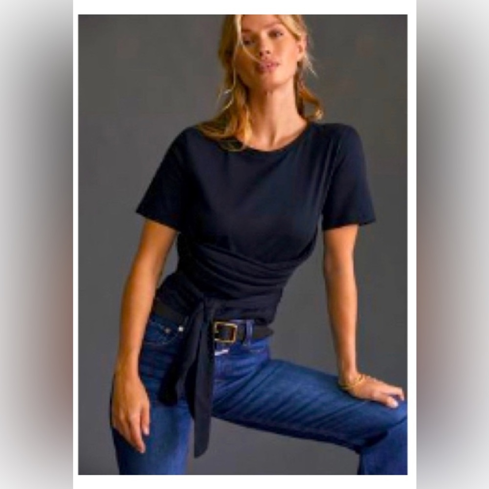 Pilcro Anthropologie black wrap shirt